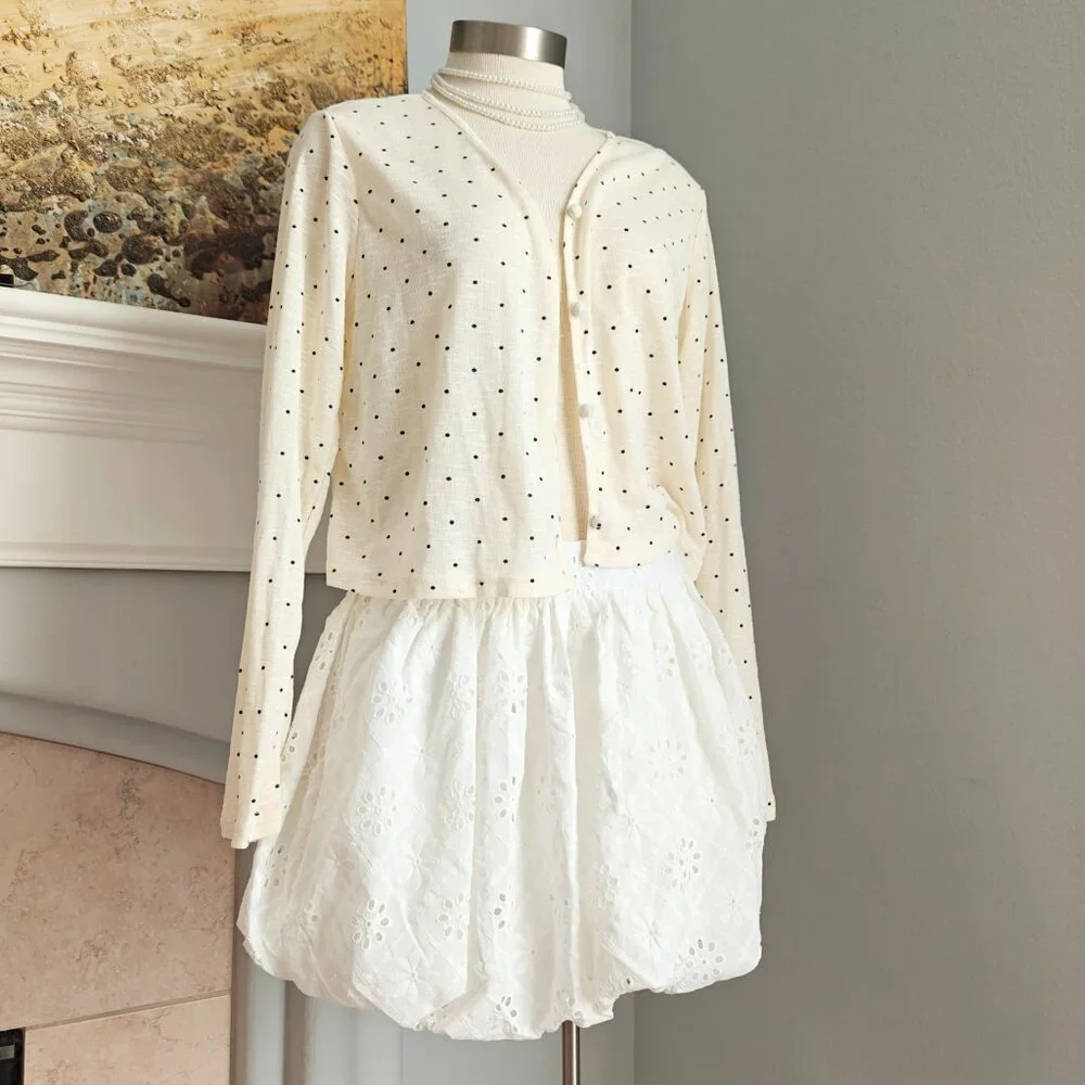 White Cotton Embroidered Skirt
